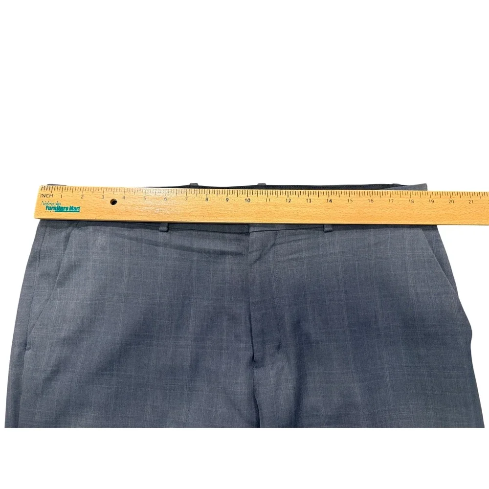 Perry Ellis Portfolio Mens Grey Plaid Modern Fit Dress‎ Pants Folio-Flex 38x32